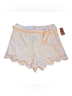 Lace Crochet Tie-Waist Skort - White